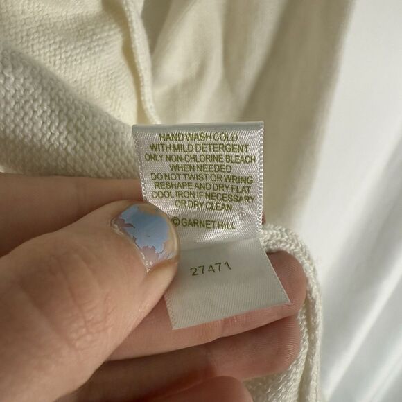 Garnet Hill Kids Cardigan Girls XL White Knit 1/4 Button Cotton Cashmere Long Sl - Picture 8 of 12